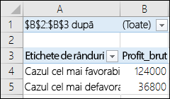 Raport PivotTable scenariu