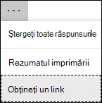 Opțiunea Obțineți un link de rezumare în Microsoft Forms