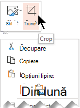 Butonul Trunchiere apare deasupra sau sub meniul pop-up