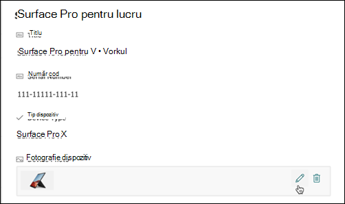 Imagine Vizualizare coloană, înlocuire sau ștergere