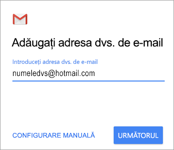 Adăugați adresa de e-mail