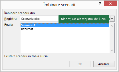 Caseta de dialog Îmbinare scenarii