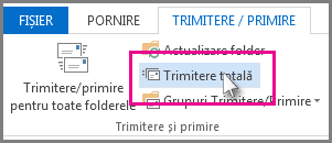 Butonul Trimitere totală din Outlook 2013