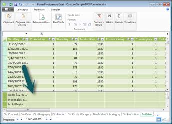 Zona de calcul PowerPivot