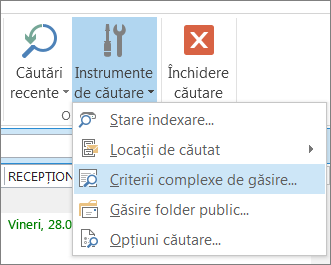 Criterii complexe de găsire sub Instrumente de căutare