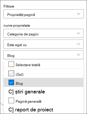 Filter set to Blogs in News web part pane