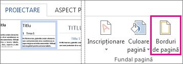 Butonul Borduri de pagină