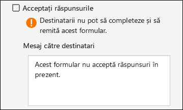 Setarea Colectați răspunsuri pentru formulare și teste