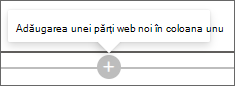 Captură de ecran cu semnul plus pentru a adăuga o parte web nouă.