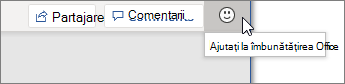 Alegeți Aplicația Ajutați la îmbunătățirea Office? din partea de sus a ferestrei Word pentru a deschide panoul Feedback.