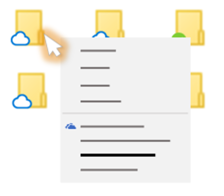 Imagine conceptuală a meniului de opțiuni atunci când faceți clic dreapta pe un fișier OneDrive din Explorer