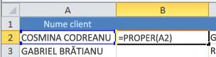 PROPER function in cell B2