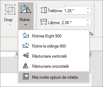 Meniul Rotire cu Mai multe opțiuni de rotire selectați