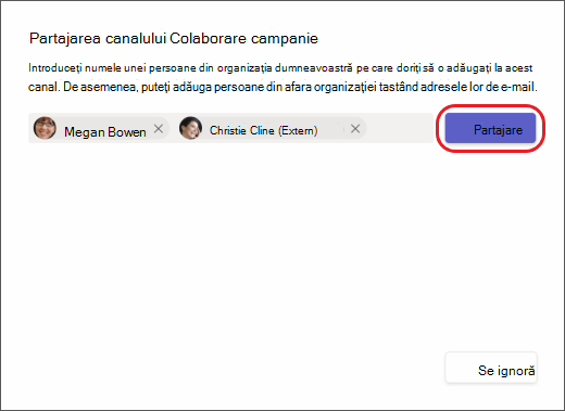 Teams - partajați un canal cu anumite persoane