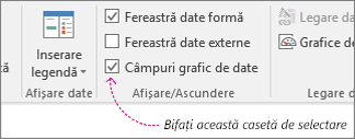 Fila Date, caseta de selectare Câmpuri grafic de date