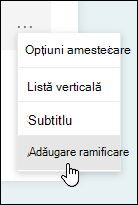 Opțiunea de ramificare în Microsoft Forms