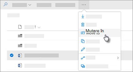Captură de ecran a comenzii Mutare la din OneDrive pentru business