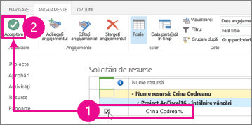 Alegeți Acceptare din fila Angajamente