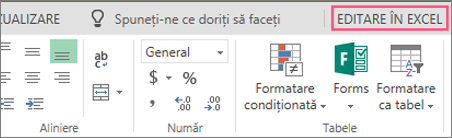 Butonul Editare în Excel