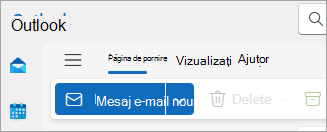 Captură de ecran a noii panglici Outlook