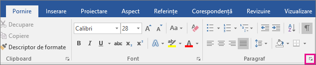 The arrow to open the Paragraph dialog box is highlighted on the Home tab.