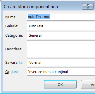 Caseta de dialog Creare bloc component nou
