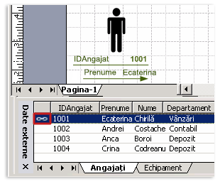 Drag a row onto a shape