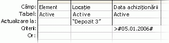 O interogare de actualizare cu un singur criteriu de selecție