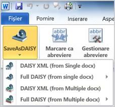 Butonul Save as Daisy în meniul vertical