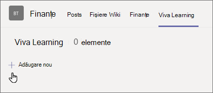 Selectați semnul plus Adăugați un nou pentru a adăuga conținut nou la fila de învățare
