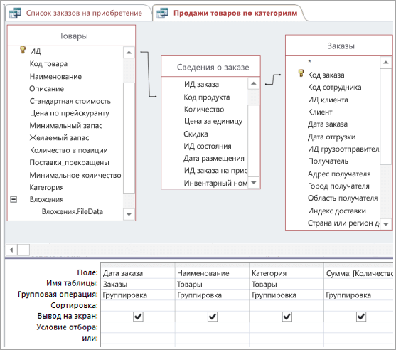 Создание необходимых связей с использованием промежуточной таблицы