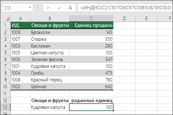 Функции ИНДЕКС и ПОИСКПОЗ можно использовать вместо функции ВПР