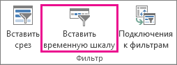 Кнопка "Вставить временную шкалу" на вкладке "Анализ"