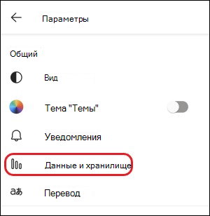 Параметры teams-mobile-data и хранилища