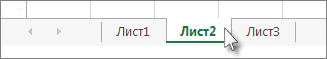Щелкните ярлычок листа
