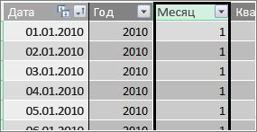 Столбец "Месяц"
