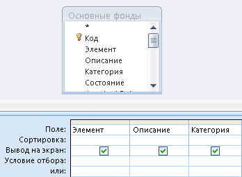 Запрос с тремя полями в бланке