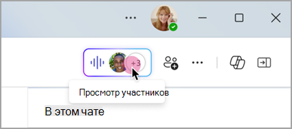 Выберите индикатор трансляции в групповом чате, чтобы просмотреть участников мгновенного собрания.