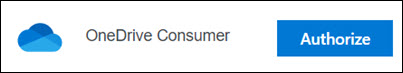 Кнопка авторизации потребителя OneDrive.