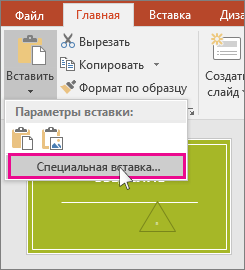 show paste special option