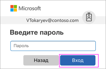 Введите свой пароль рабочей или учебной учетной записи O365.