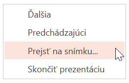 Prechod na snímku mimo poradia