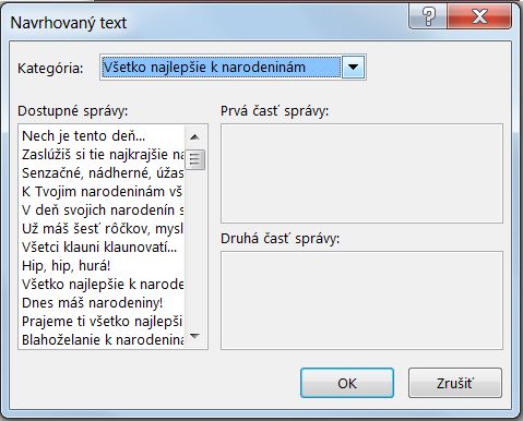 Navrhované texty pozdravov v Publisheri 2013