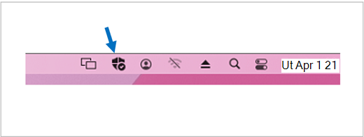 Ikona Microsoft Defender v záhlaví okna Macu