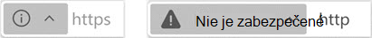 Indikátor pre webové lokality, ktoré nie sú zabezpečené