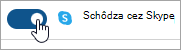 Snímka obrazovky zobrazujúca prepínač na nastavenie schôdze cez Skype