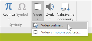 Tlačidlo na páse s nástrojmi slúžiace na vloženie online videa v PowerPointe