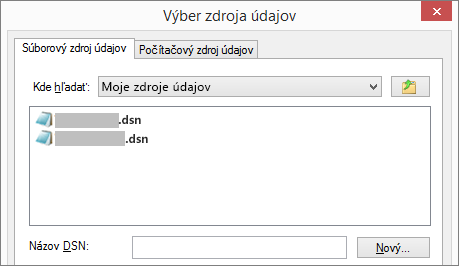 Dialógové okno Vybrať zdroj údajov