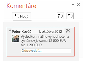 Pridanie komentára