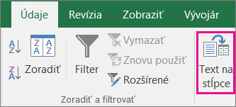 Vyberte položky Údaje > Text na stĺpce.